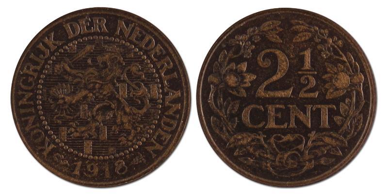 2 1/2 cent. Wilhelmina. 1918. FDC. 