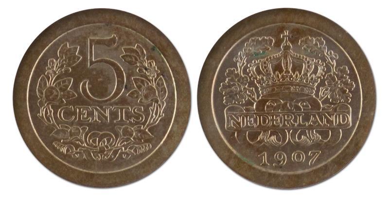 5 cent. Wilhelmina. 1907. FDC. 