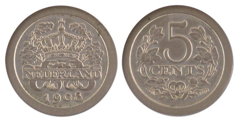 5 cent. Wilhelmina. 1908. FDC. 