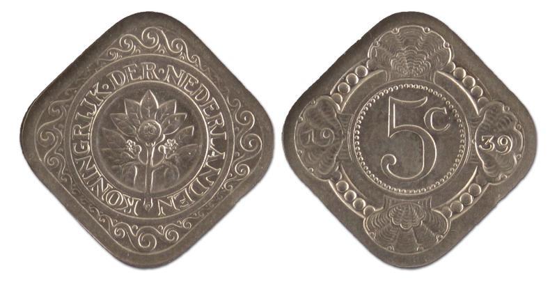 5 cent. Wilhelmina. 1939. FDC. 