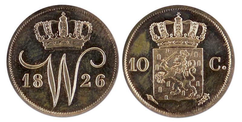 10 cent. Willem I. 1826 U. Prachtig +. 