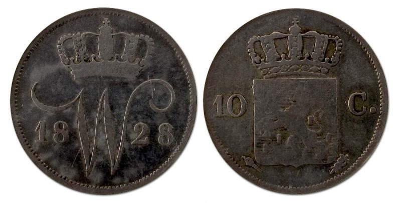 10 cent. Willem I. 1828 U. Fraai. 