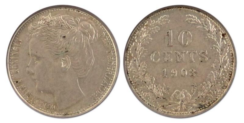 10 cent. Wilhelmina. 1903. Prachtig. 