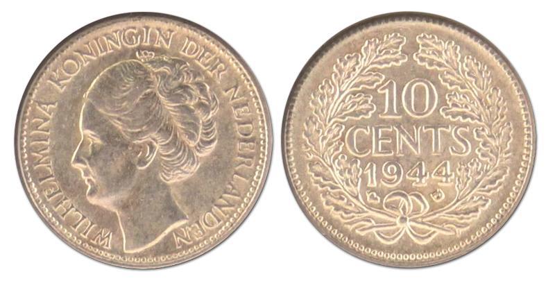 10 cent. Wilhelmina. 1944 Denver. Prachtig / FDC. 