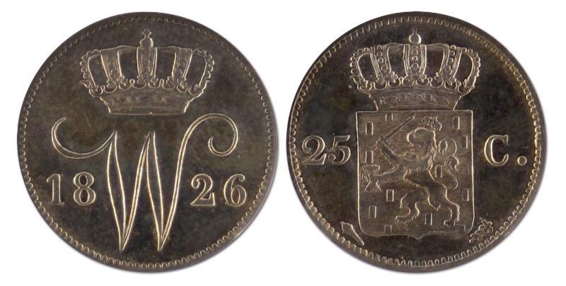 25 cent. Willem I. 1826 U. Prachtig +. 