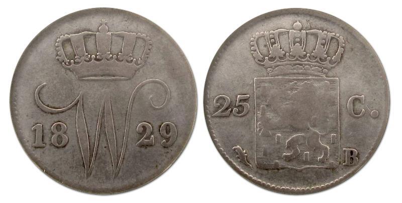 25 cent. Willem I. 1829 B. Fraai. 