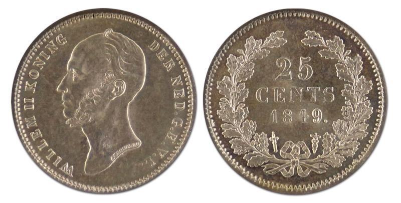 25 cent. Willem II. 1849. FDC. 