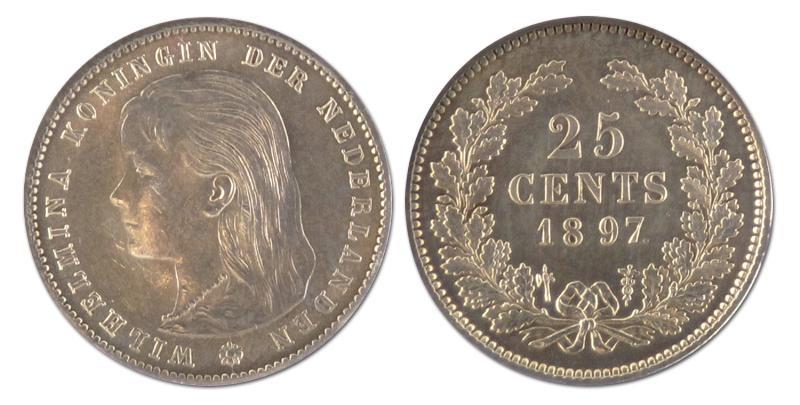 25 cent. Wilhelmina. 1897. FDC -. 