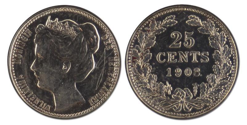 25 cent. Wilhelmina. 1903. Prachtig -. 