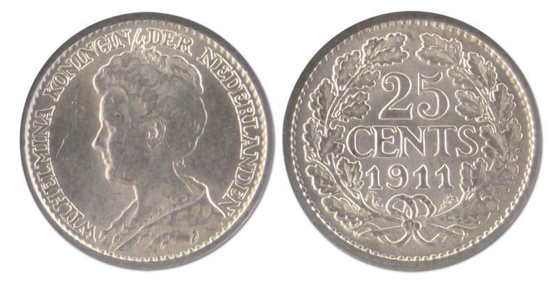 25 cent. Wilhelmina. 1911. FDC. 