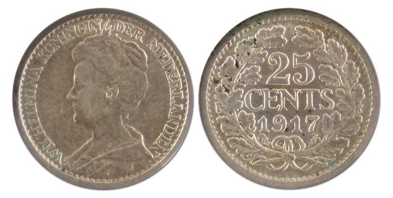 25 cent. Wilhelmina. 1917. FDC. 