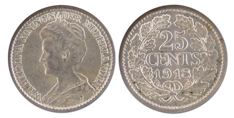 25 cent. Wilhelmina. 1918. FDC. 