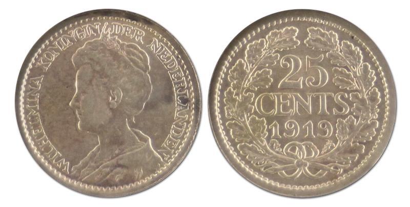 25 cent. Wilhelmina. 1919. FDC. 