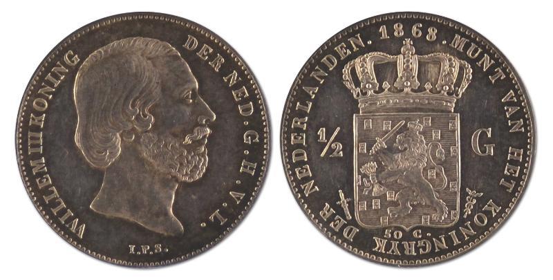 1/2 gulden. Willem III. 1868. FDC. 