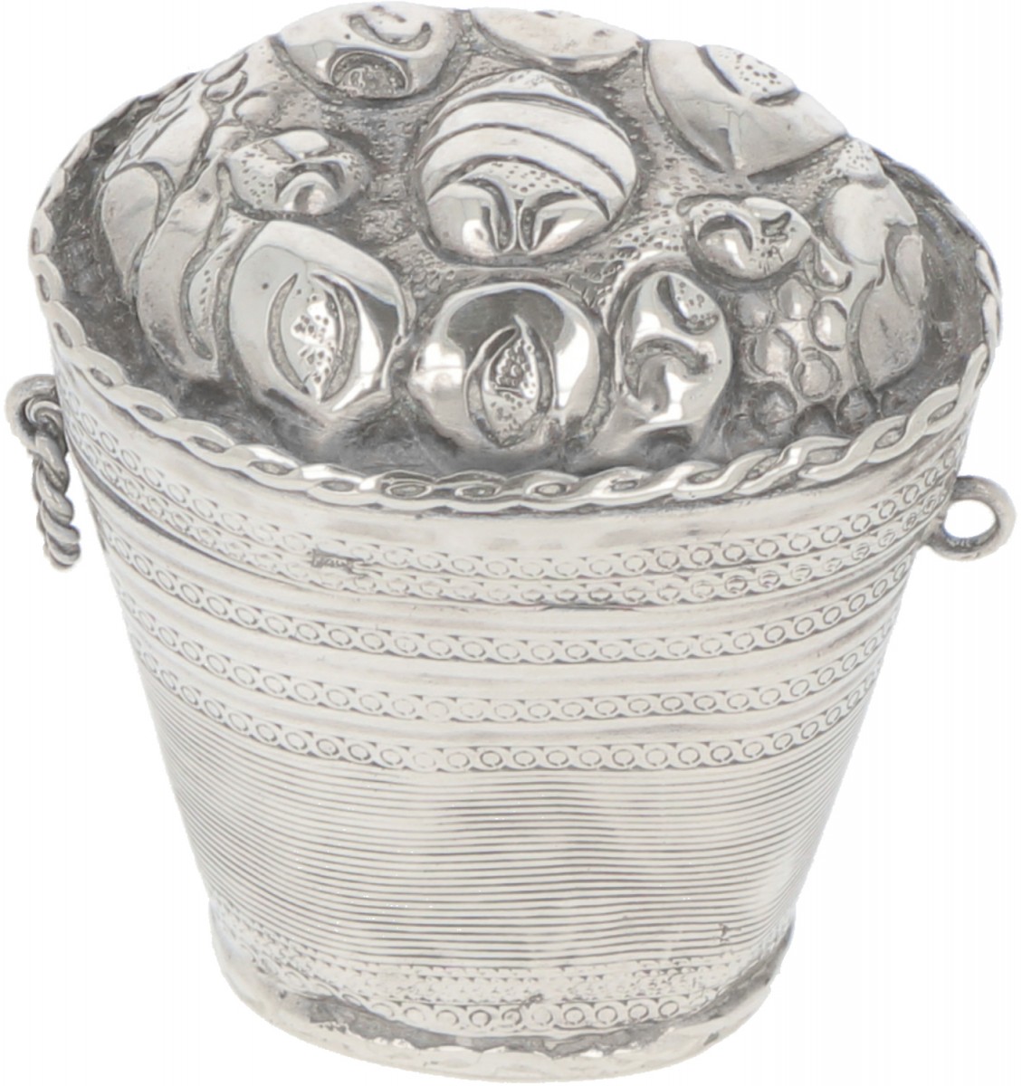 Lodereindoosje zilver.