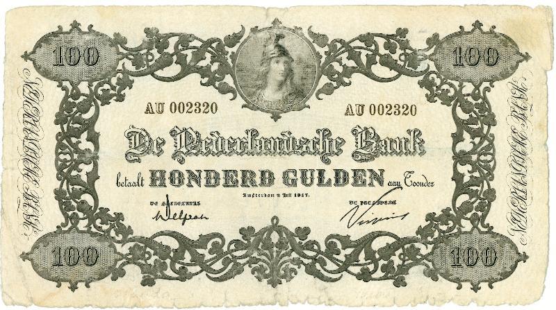 Nederland. 100 gulden. Bankbiljet. Type 1860. - Fraai.