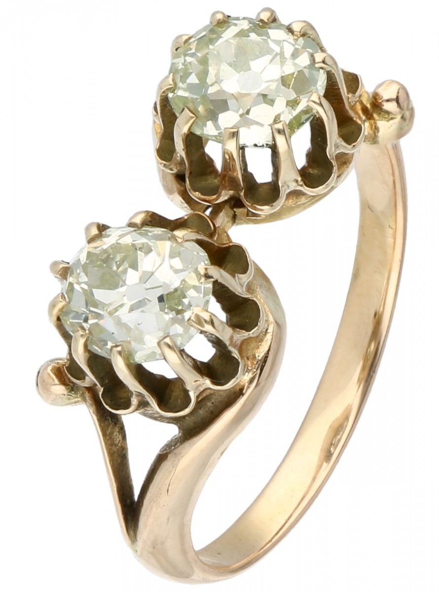 Rosegouden toi et moi ring, met ca. 1.00 ct. diamant - 14 kt.