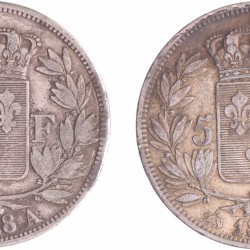 France. Louis Philippe I. (2) 5 Francs. 1828 A and 1829 B.