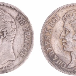 France. Louis Philippe I. (2) 5 Francs. 1828 A and 1829 B.