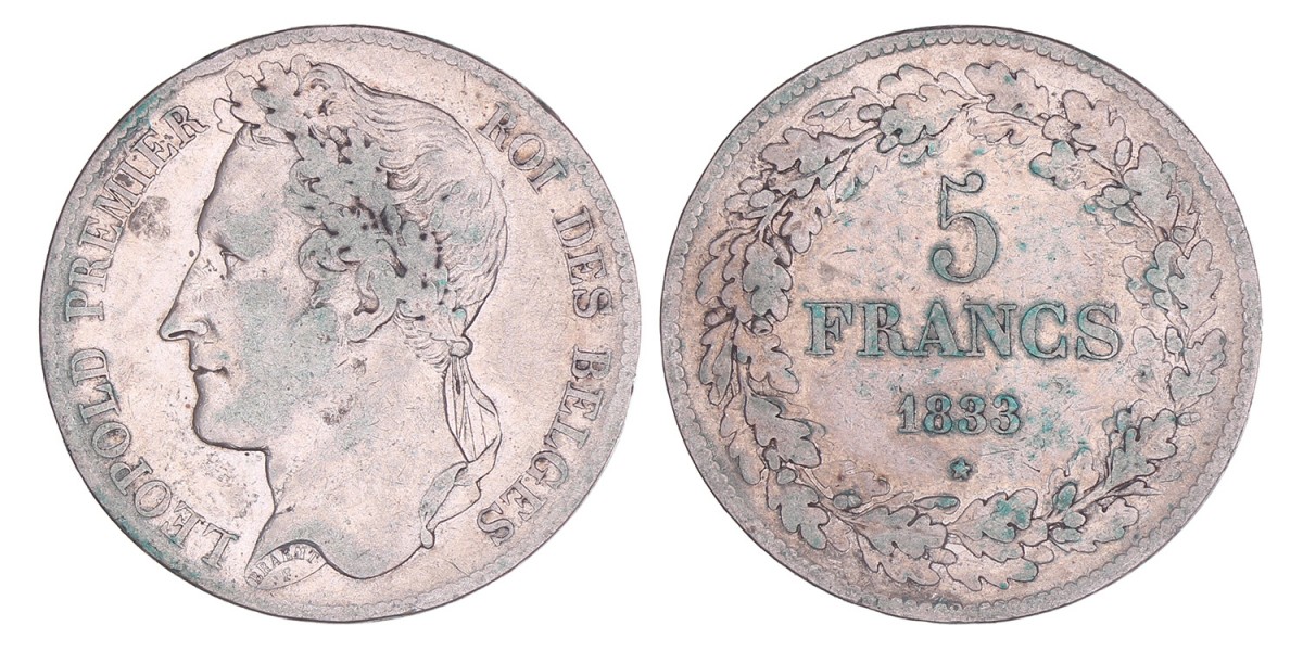 Belgium. Leopold I. 5 Francs. 1833.