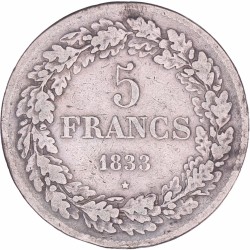 Belgium. Leopold I. 5 Francs. 1833.