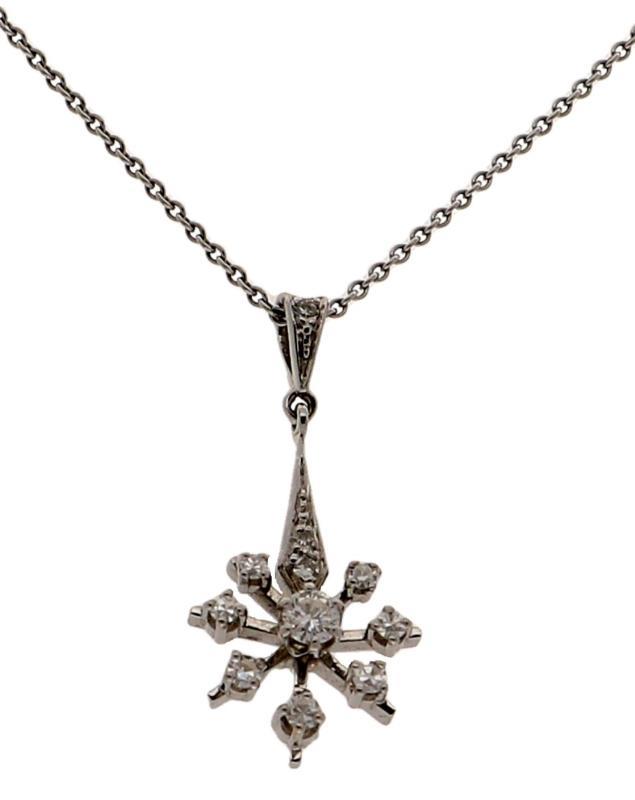 Witgouden collier met sterhanger, 14 karaat
