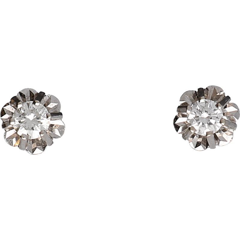 Witgouden oorstekers met diamanten, 14 karaat