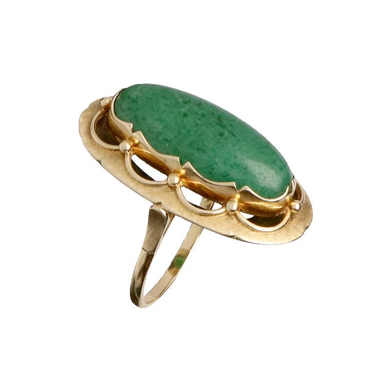 Geelgouden ring bezet met aventurijn, 14 karaat