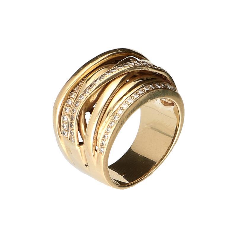 Geelgouden designring bezet met 72 briljant geslepen diamanten, 14 karaat