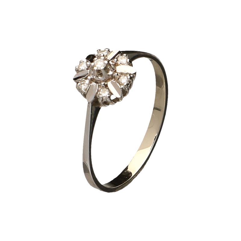 Witgouden rozet ring met diamant, 14 karaat
