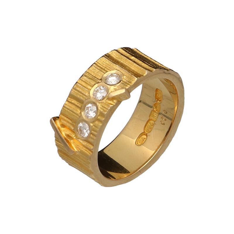 Geelgouden Lapponia ring bezet met 4 briljant geslepen diamanten, 18 karaat
