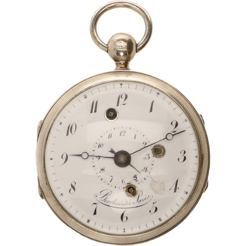 Berthoud snek spillegang zakhorloge met wekkerfunctie (zilver)