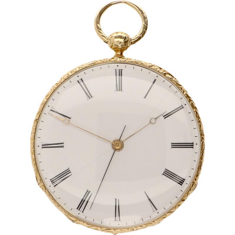 Gouden zakhorloge met springende seconde (18 KT geelgoud)