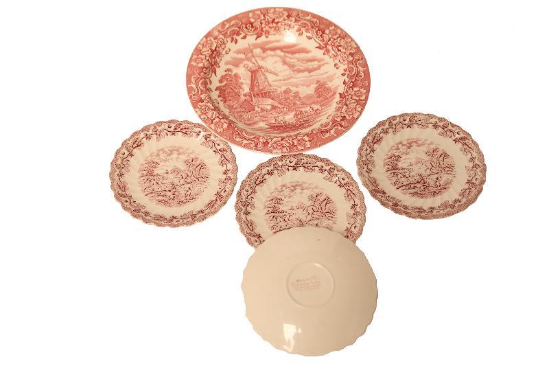 Roze Engels aardewerk borden