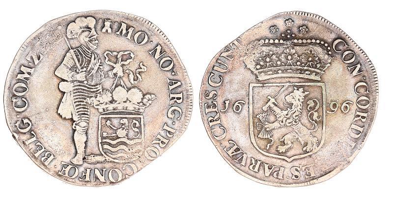Zilveren dukaat Zeeland 1696. Zeer Fraai.