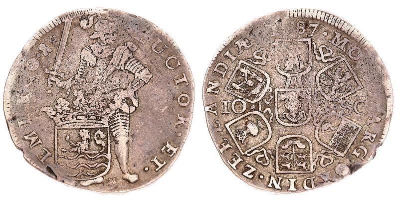 Dubbele daalder van 10 schelling Zeeland 1687. Zeer Fraai -.