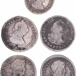 Peru, Spanish colony. Lot (5) Small silver coins. Late 18th / Early 19th century.