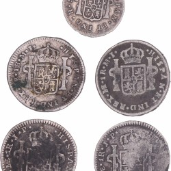 Peru, Spanish colony. Lot (5) Small silver coins. Late 18th / Early 19th century.