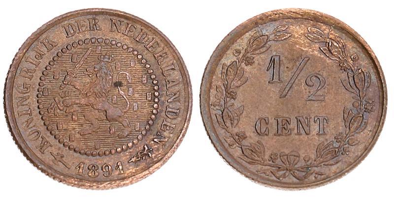 ½ cent Wilhelmina 1891. FDC.