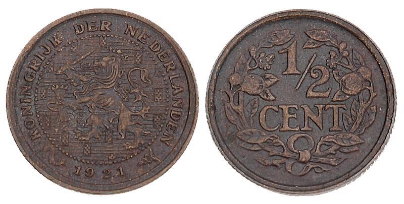 ½ cent Wilhelmina 1921. FDC.