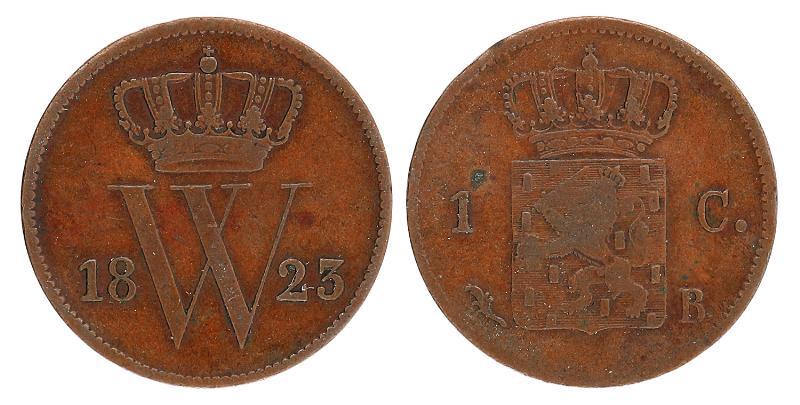 1 cent Willem I 1823 B. Fraai / Zeer Fraai.