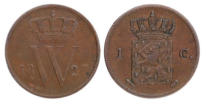 1 cent Willem I 1827 U. Prachtig +.