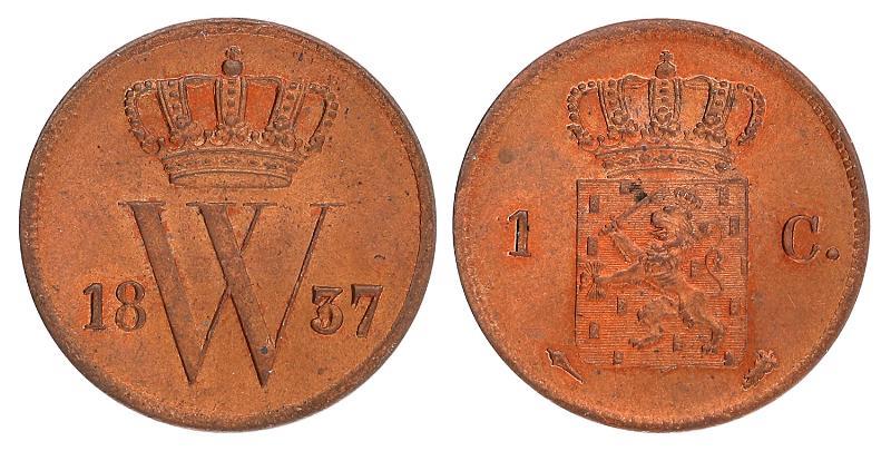 1 cent Willem I 1837 U. FDC.