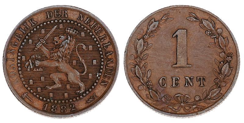 1 cent Willem III 1882. Prachtig +.