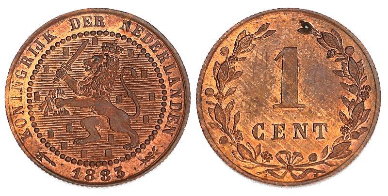 1 cent Willem III 1883. FDC.