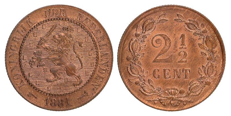 2½ cent Willem III 1881. FDC.