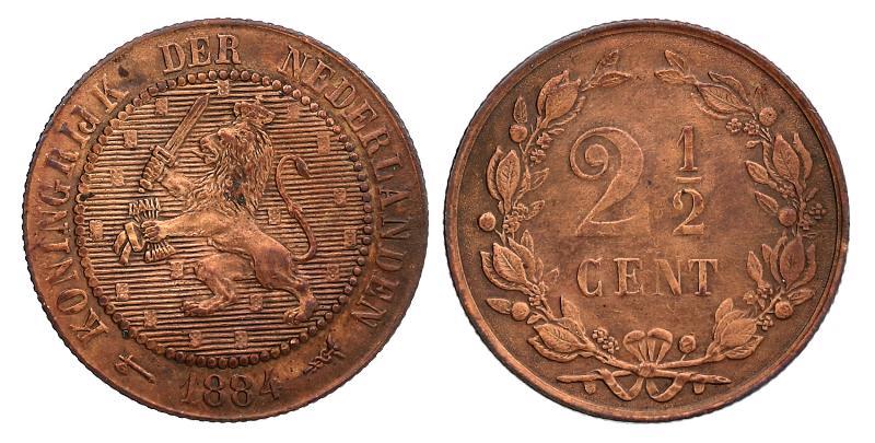 2½ cent Willem III 1884. Prachtig.
