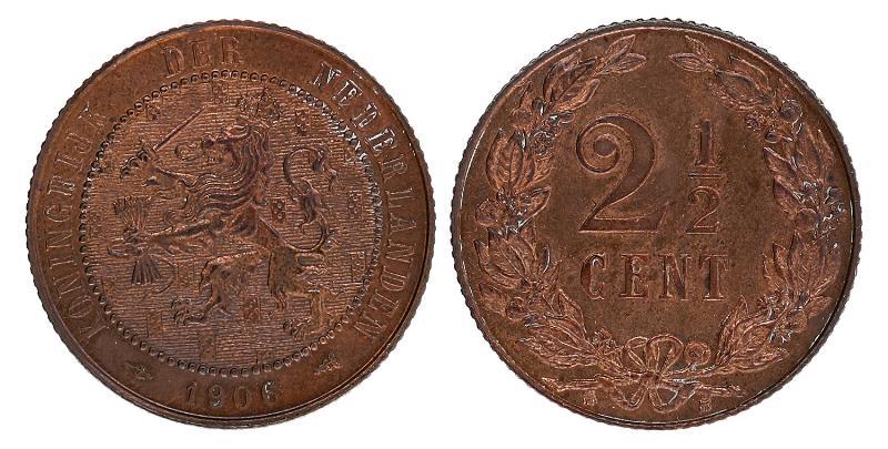 2½ cent Wilhelmina 1906. FDC -.