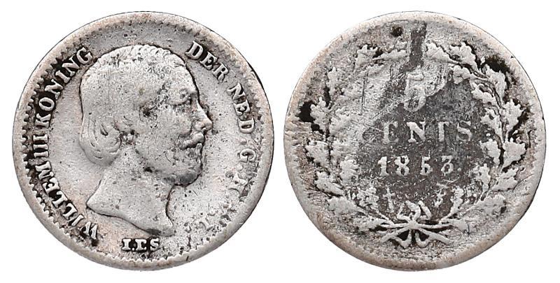5 cent Willem III 1853. Fraai -.