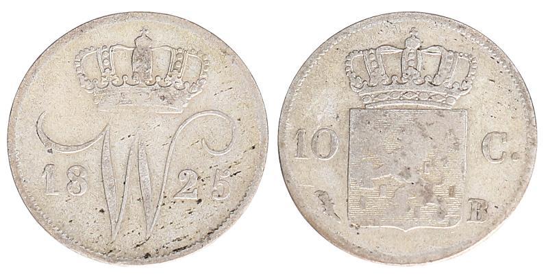 10 cent Willem I 1825 B. Fraai / Zeer Fraai.